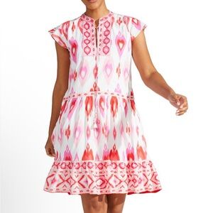 Bella Tu Pink red and White Ikat Dress